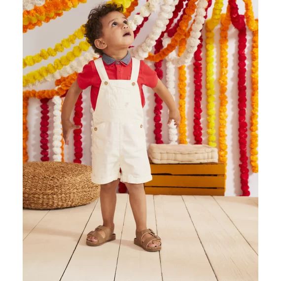 Salopette courte bébé garçon écrue avec poches –  – Soldes