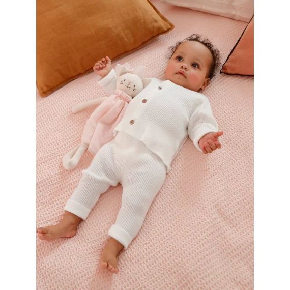 Ensemble mixte en tricot T-shirt et pantalon bébé blanc