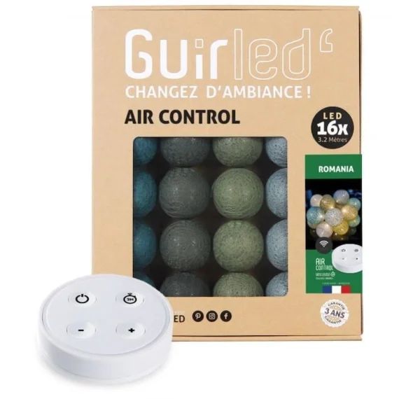 Guirlande lumineuse boules coton LED USB – Télécommandée -Veilleuse bébé 2h –  4 intensités – 16 boules 1,6m – Romonia marron