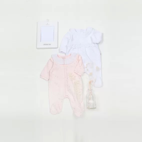 Pyjama en velours avec col Fille Blanc