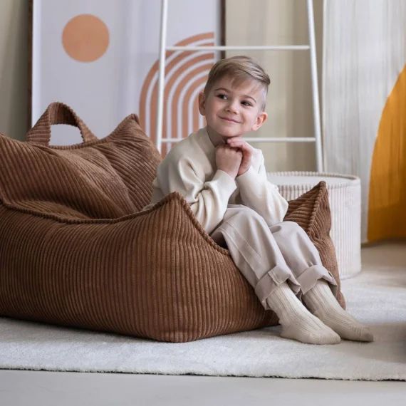 Pouf Enfant Velours Côtelé Quadro Toffee
