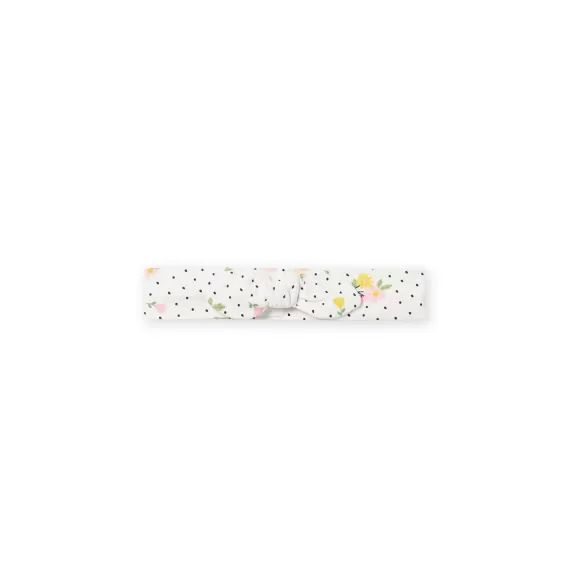 Bandeau Écru À Pois Imprimé Fleuri Bébé Fille