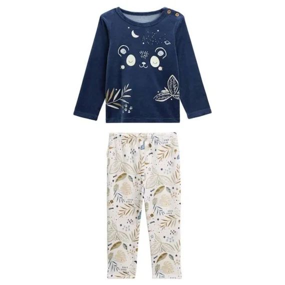 Pyjama bébé 2 pièces en velours Tropic Moon bleu
