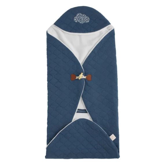 Couverture Nomade À Capuche En Coton Bleu