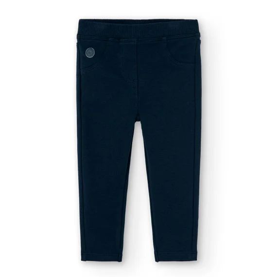 Pantalon De Sport Uni En Molleton Élastique Bleu