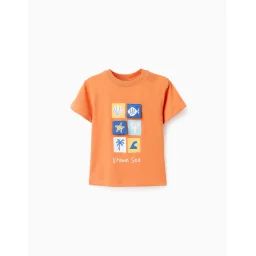 T-shirt De Coton Et Détails 3d Orange Clair
