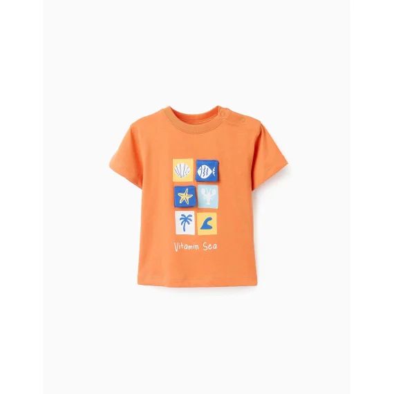 T-shirt De Coton Et Détails 3d Orange Clair