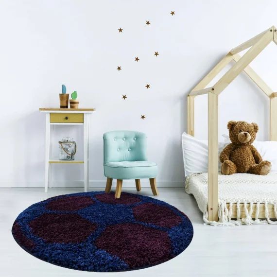Tapis Enfant Tissé Shaggy Foot Bleu