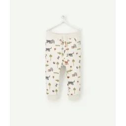 Pantalon de jogging écru imprimé animalier en fibres recyclées –  – Soldes