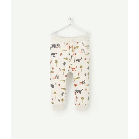 Pantalon de jogging écru imprimé animalier en fibres recyclées –  – Soldes