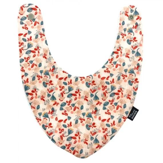 Bavoir bandana – rose pâle imprimé feuilles rose