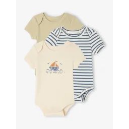 Lot de 3 bodies évolutifs bébé kaki