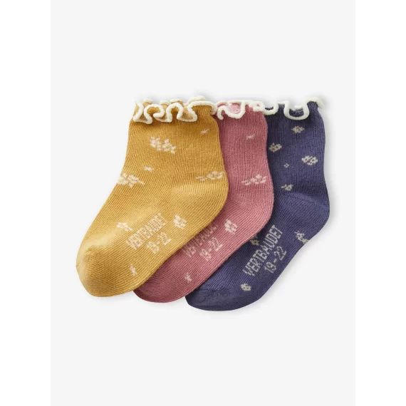 Lot de 3 paires de chaussettes à fleurs bébé fille jaune