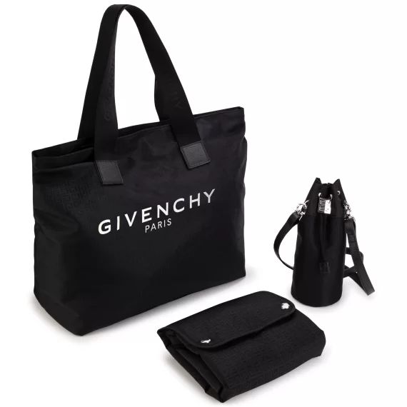 Sac à langer jacquard et cuir UNISEXE Noir