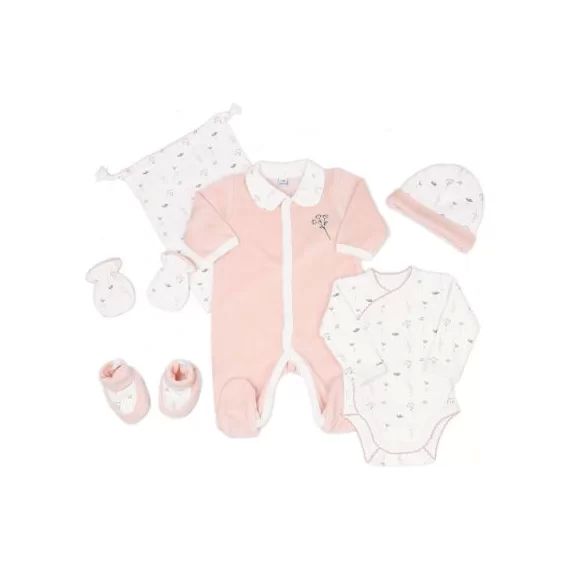 Kit de naissance Fleurs roses (6 pièces)