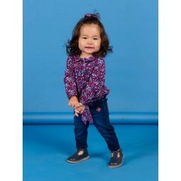 Pantalon En Maille Denim Avec Ceinture À Imprimé Fleuri Amovible