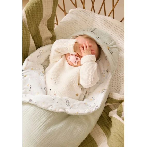 Nid D&rsquo;ange En Gaze De Coton Hello Baby Vert
