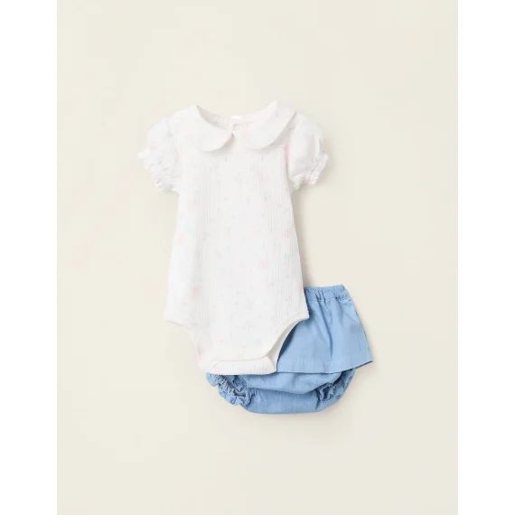 Body-chemisier Avec Motif + Jupe-culotte Bleu Clair