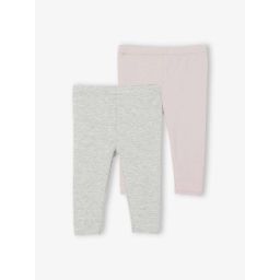 Lot de 2 leggings longs bébé fille BASICS gris chiné