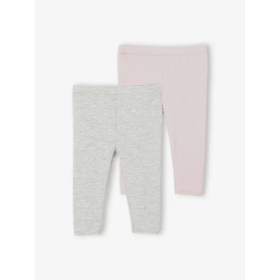 Lot de 2 leggings longs bébé fille BASICS gris chiné