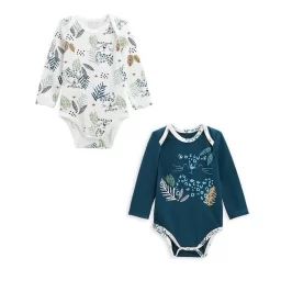 Lot De 2 Bodies Bébé Manches Longues Borneo Bleu