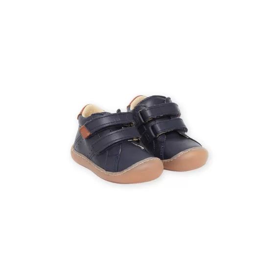 Botillons En Cuir Lisse – Marine