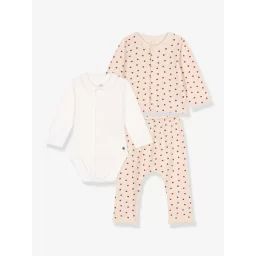 Ensemble 3 pièces en molleton léger bébé PETIT BATEAU beige imprimé