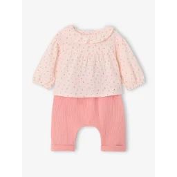 Ensemble naissance blouse et pantalon rose