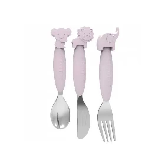 Set couverts en silicone rose
