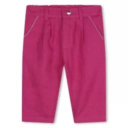 Pantalon en lin avec broderie Fille Rose