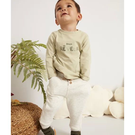 Jogging gris chiné avec détails beiges bébé garçon –  – Soldes
