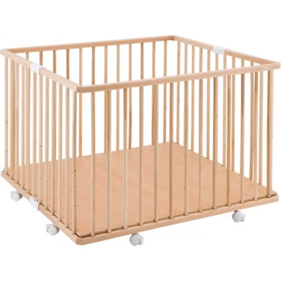 Parc pliant carré en bois Gaby Vernis naturel