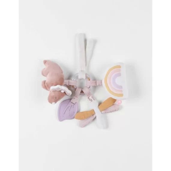 Trousseau d&rsquo;activités pour bébé – NOUKIE&rsquo;S – Lina & Joy – Rose – Hochet, pouët, peluche lapin rose
