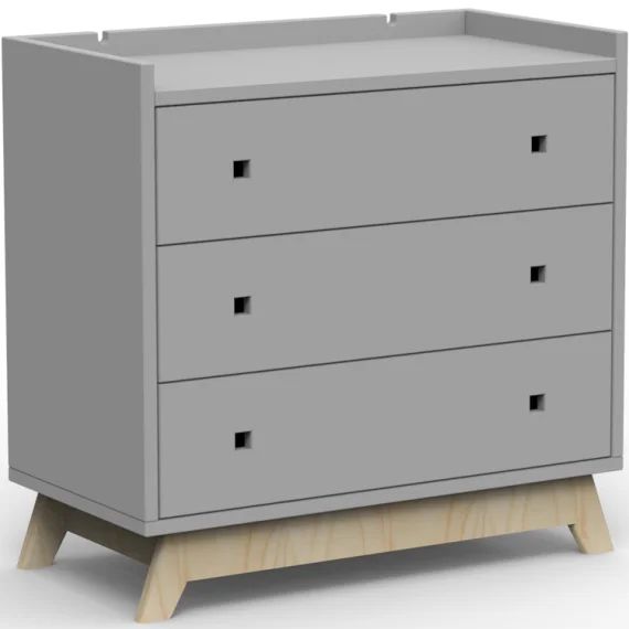 Commode 3 tiroirs Madavin avec pieds en bouleau (coloris au choix)