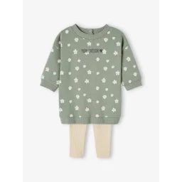 Ensemble robe + legging bébé personnalisable vert sauge