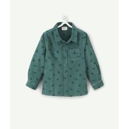 Chemise en velours côtelé vert bébé garçon et imprimé dino –  – Soldes