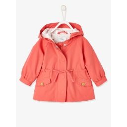 Parka à capuche bébé fille corail