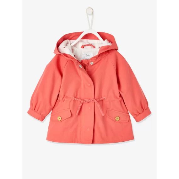 Parka à capuche bébé fille corail