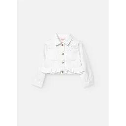 Veste Avec Volant Et Boutons Métalliques Blanc