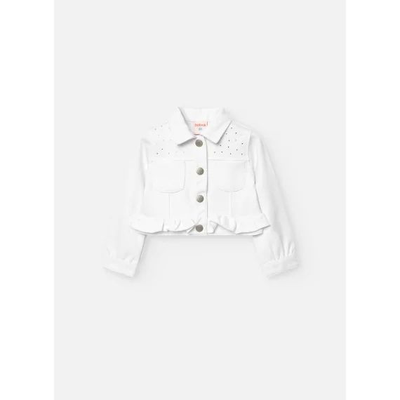 Veste Avec Volant Et Boutons Métalliques Blanc
