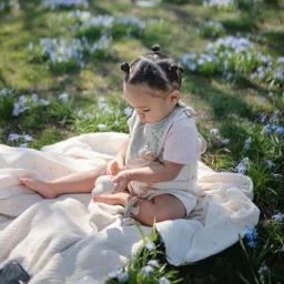 Couverture en coton bio Ribbed Beige melange (80 x 100 cm)