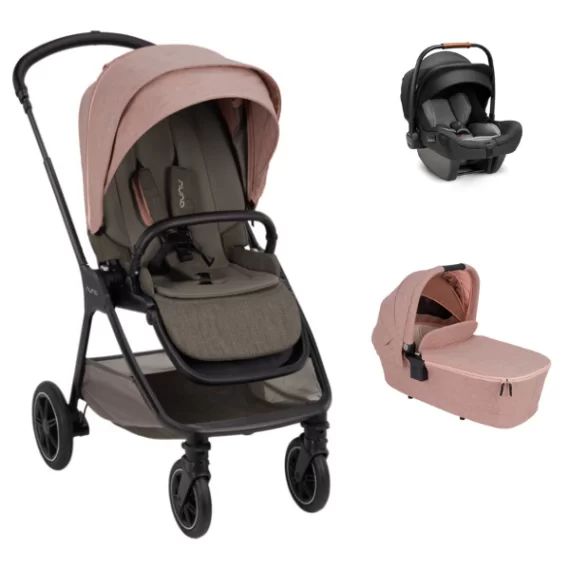 Poussette Nuna Triv Next + Nacelle – Rose + Coque Auto Pipa Next – Caviar(2022)