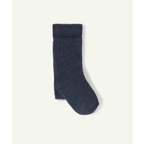 Les collants en tricot bébé fille marine et brillant