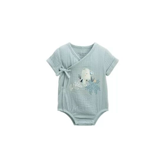 Body Bloomer Bébé Manches Courtes Bleu Ouverture Croisée Kimi Bleu