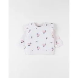 Pull Fleuri En Molleton Clair Rose