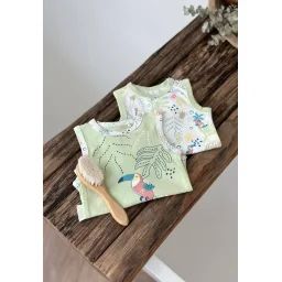Lot De 2 Bodies Bébé Sans Manches Moka Vert
