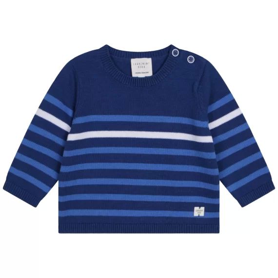 Pull en tricot rayé Garçon Bleu