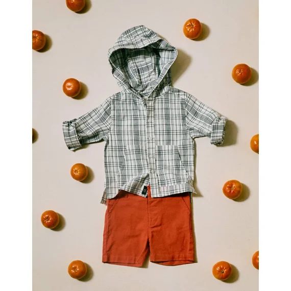 Chemise À Carreaux Et Capuche Bleu Foncé