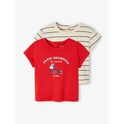 Lot de 2 T-shirts Basics bébé manches courtes rouge