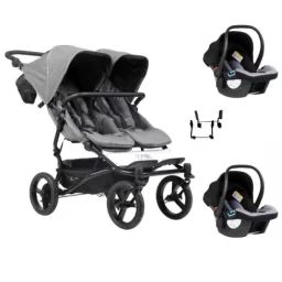 Poussette Double Mountain Buggy Duet V3.2 Luxury Edition – Herringbone + 2 Coques Auto Protect